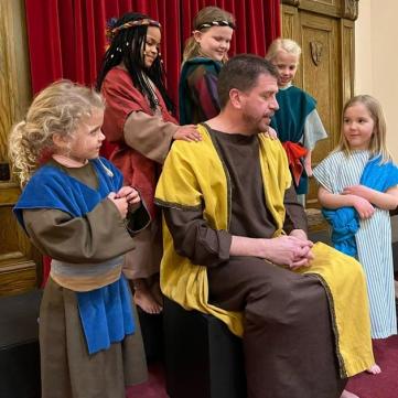 Jesus and children from "Once Upon a Tree" musical.